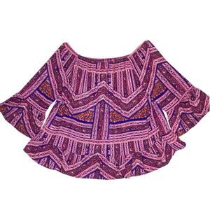 Eight Sixty Tribal Bell Sleeve Blouse Womens M Boho Chic Eclectic Festival Beach